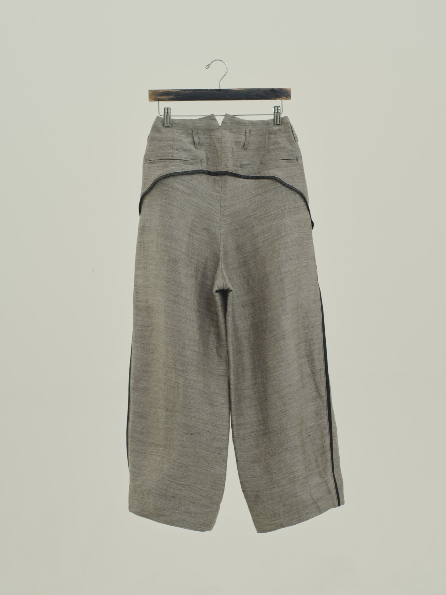 Linen Cupro Slit pants / grey