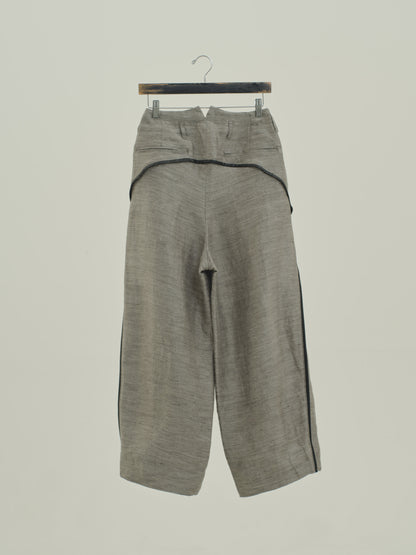 Linen Cupro Slit pants / grey