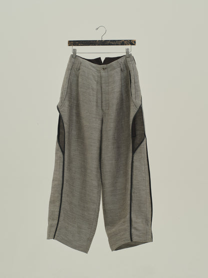 Linen Cupro Slit pants / grey