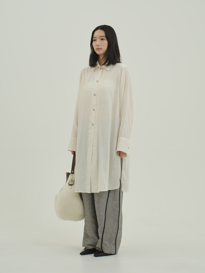 2way Cotton Long Shirt / ecru